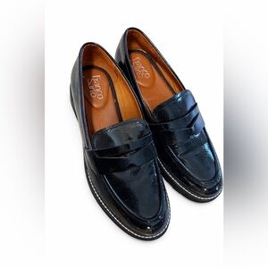 Franco Sarto Black Patent Leather Slip-On Loafers